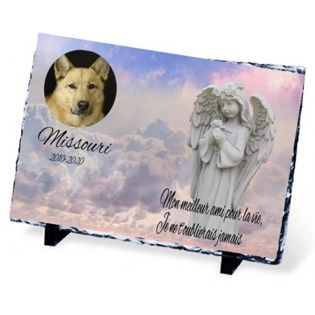Plaque Funéraire pour chien ange dans le ciel