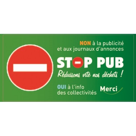 Autocollant Stop Pub Vert Sens Interdit