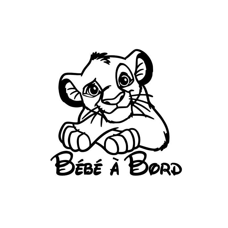 Autocollant Sticker Bebe A Bord Simba Roi Lion