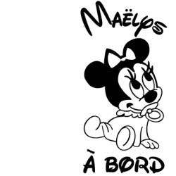 Autocollant Sticker Bebe A Bord Minnie Avec Prenom