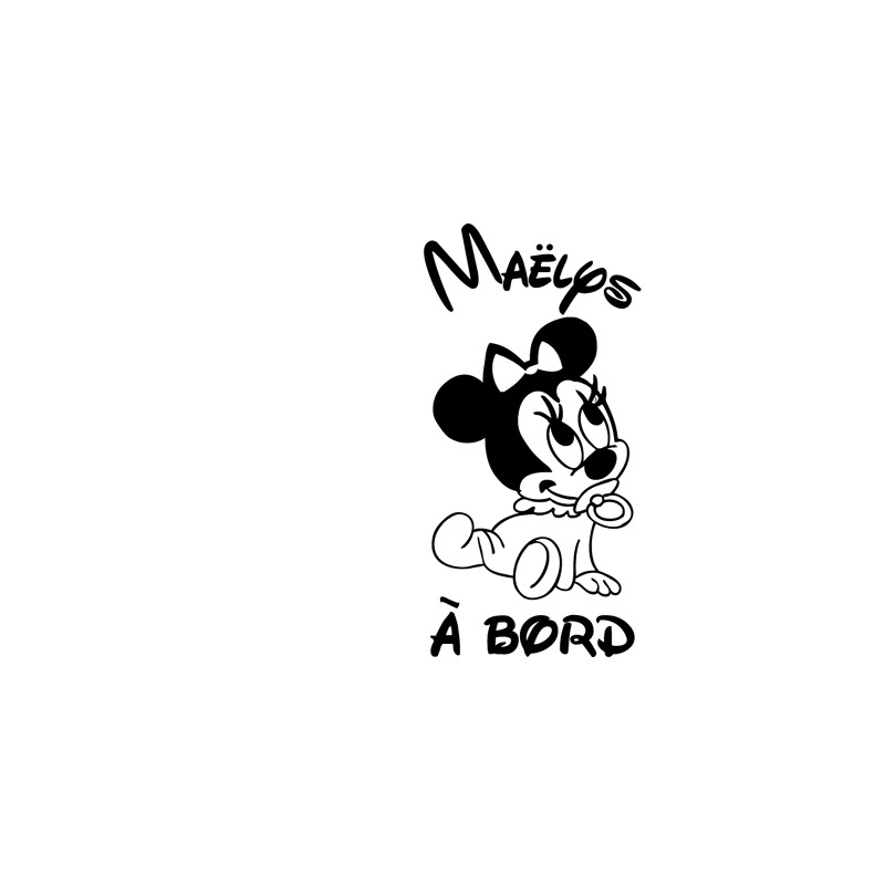 Autocollant Sticker Bebe A Bord Minnie Avec Prenom